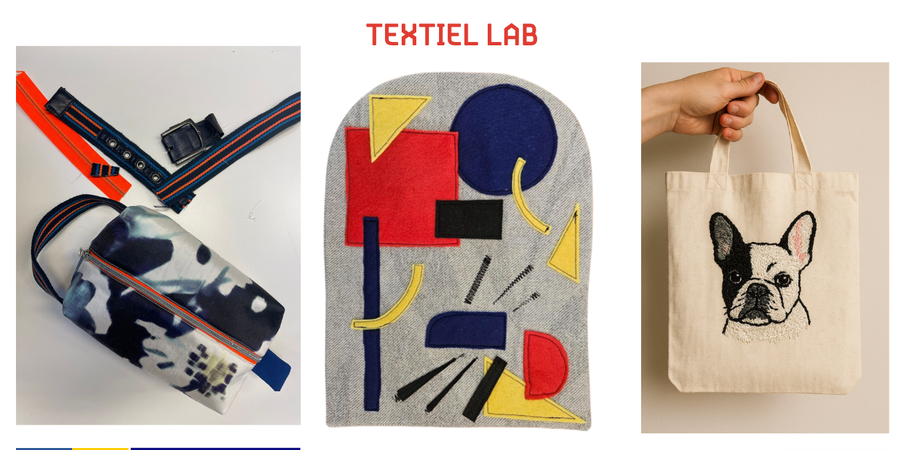 Foto's van Textielprojecten: pennenzak, totebag en lap met vormen geÏnspireerd op Kandinsky Foto's van Textielprojecten: pennenzak, totebag en lap met vormen geÏnspireerd op Kandinsky